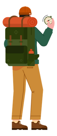 Free Mountaineer looking for direction using compass  Illustration
