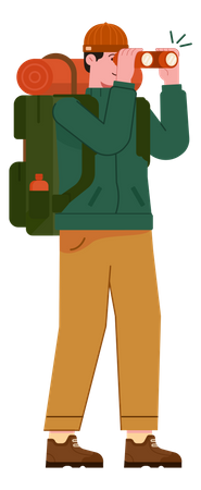 Free Mountaineer looking in binoculars  Illustration