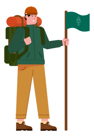 Free Mountaineer reached finish spot  Illustration