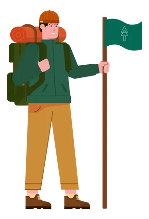 Free Mountaineer reached finish spot  Illustration