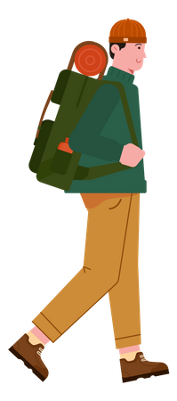 Free Mountaineer walking with backpack Illustration