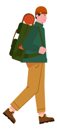 Free Mountaineer walking with backpack  Illustration