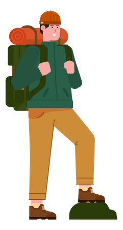 Free Mountaineer with travel backpack  イラスト