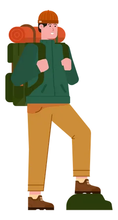 Free Mountaineer with travel backpack  Illustration