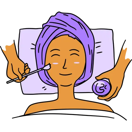 Free Mujer aplicando crema facial  Ilustración