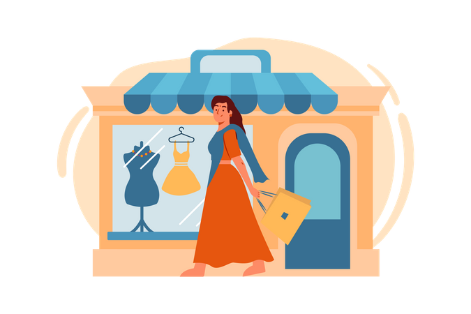 Free Mujer haciendo compras de diwali  Ilustración