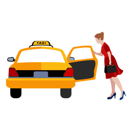 Free Mujer viajando en taxi  Ilustración