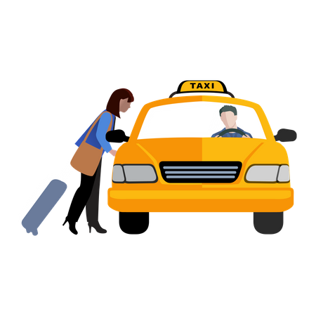 Free Mulher falando motorista de táxi  Ilustração