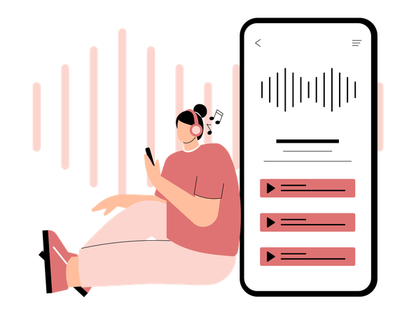 Free Mulher ouvindo música no celular  Ilustração