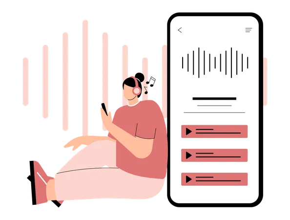 Free Mulher ouvindo música no celular  Ilustração