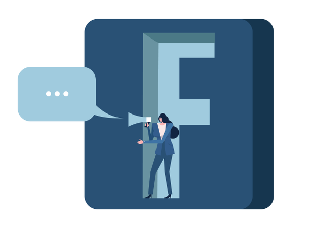 Free Mulher segurando um megafone no ícone do aplicativo do Facebook  Ilustração