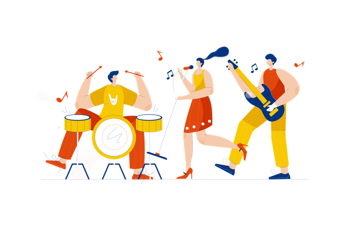 Free Musical Band performing  Illustration