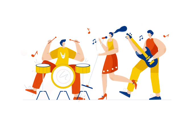 Free Musical Band performing  Illustration