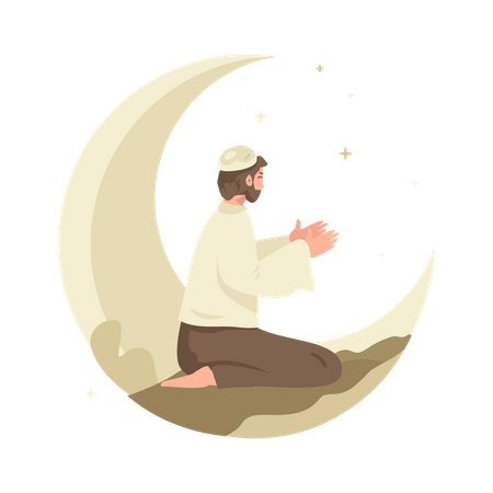 Free Muslim man is praying  Illustration