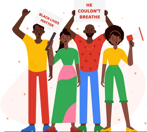 Free Pessoas Negras Segurando Conselho De Vidas Negras Importam Protestando Por Direitos Ilustração