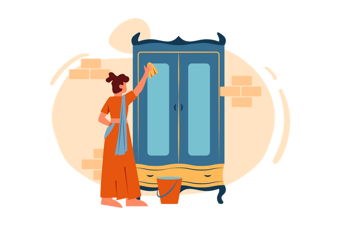 Free Nettoyage de la maison lors d'une occasion spéciale  Illustration