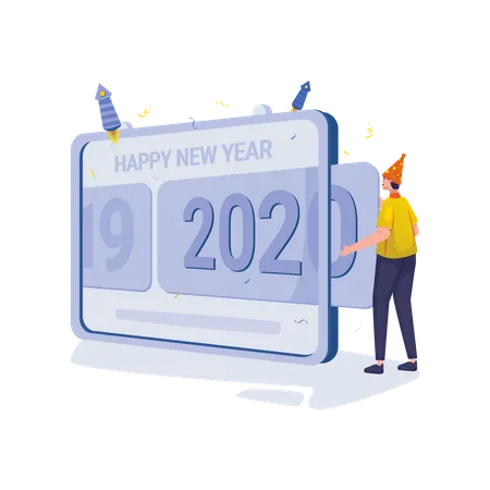 Free Change New Year On The Screen Vector Illustration Illustration