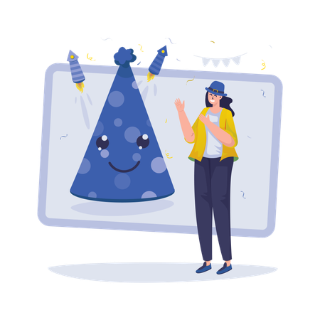 Free New Year online party celebration  Illustration