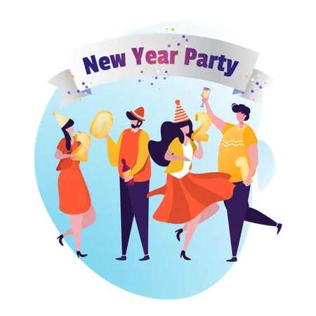 Free Illustration Of Enjoying New Year 2021 Party Celebration Illustration