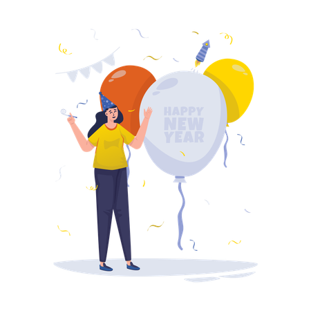 Free New year party balloon  Illustration