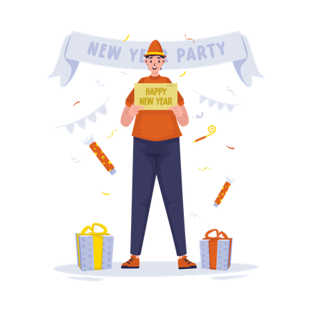 Free New Year party greeting message  Illustration