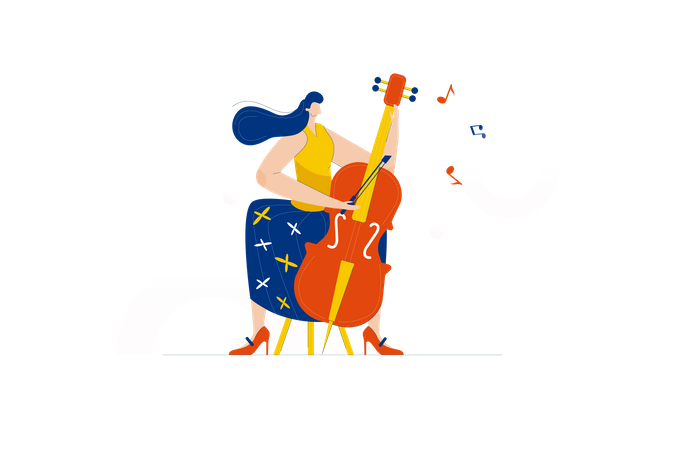 Free Niña tocando el violonchelo  Ilustración