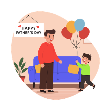 Free Niño comprando globos para el Día del Padre  Ilustración
