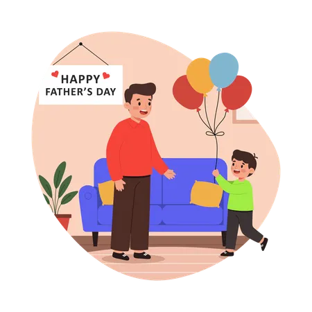Free Niño comprando globos para el Día del Padre  Ilustración