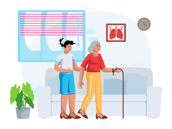 Free Nurse Helping patient for walking to wal  イラスト
