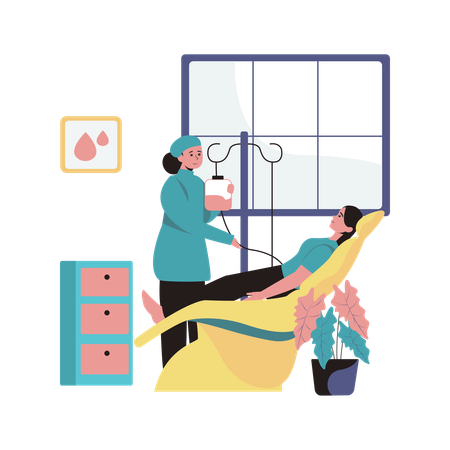 Free Nurse taking patient blood for donation  Illustration