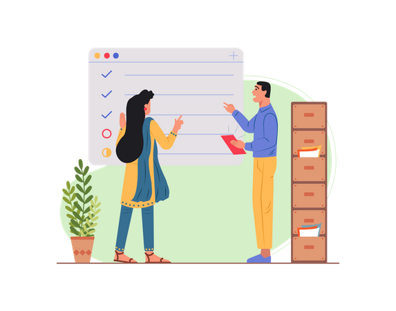 Free Office employee making checklist  Illustration