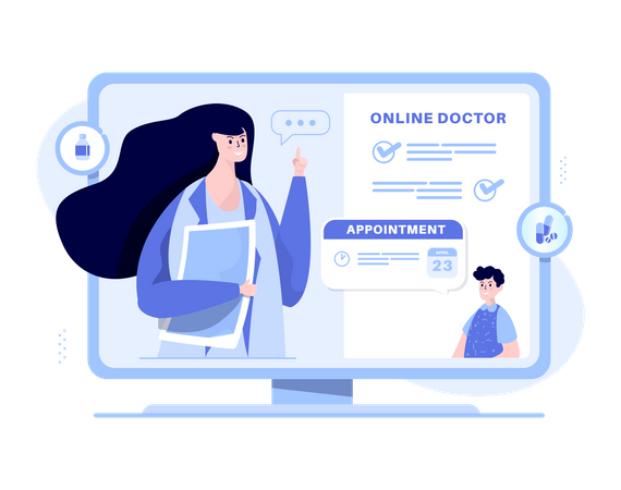 Free Online doctor appointment Illustration