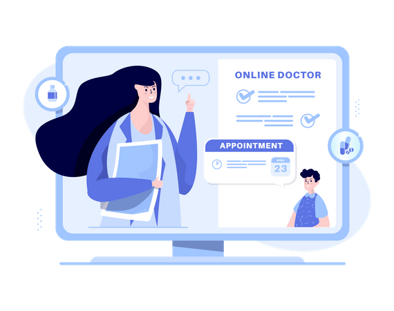 Free Online doctor appointment  Illustration