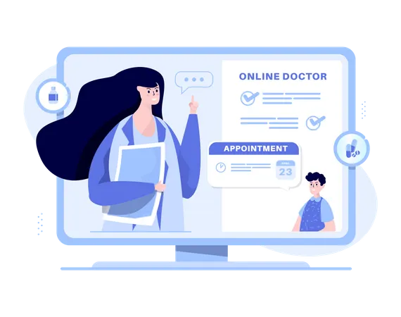 Free Online doctor appointment  Illustration