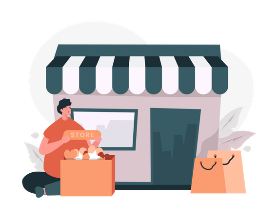 Free Online Shopping store  Illustration