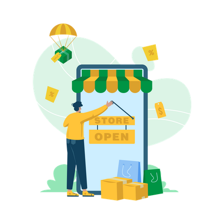 Free Open an online store  Illustration