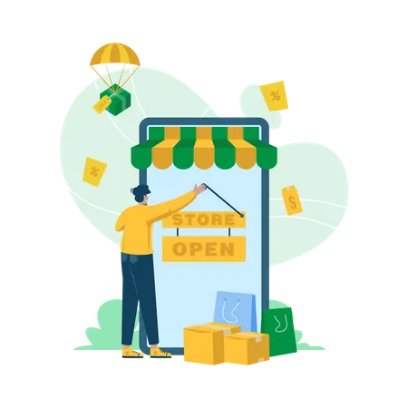 Free Open an online store  Illustration