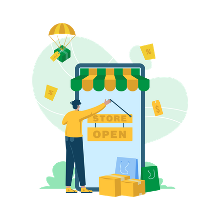 Free Ouvrir une boutique en ligne  Illustration