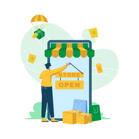 Free Ouvrir une boutique en ligne  Illustration