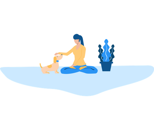 Free Owner playing with pet dog  Illustration
