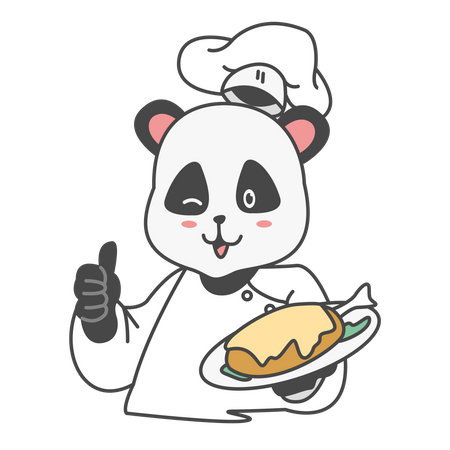 Free Panda cocinando pollo  Ilustración