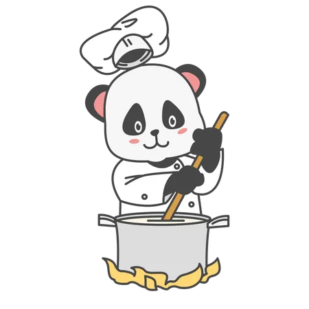 Free Panda Cooking  Illustration