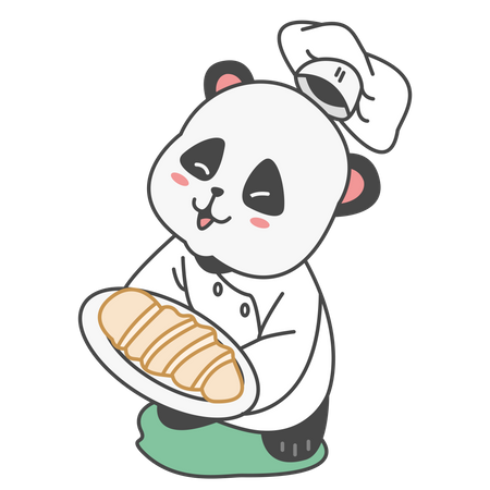 Free Panda Cooking  Illustration