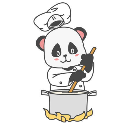 Free Panda Cooking  Illustration