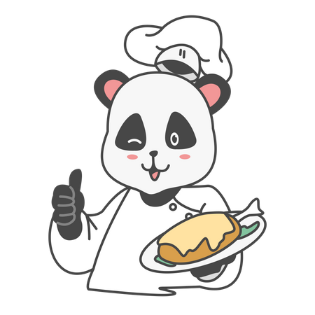 Free Panda cozinhando frango  Ilustração