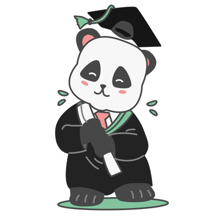 Free Panda feliz graduación  Ilustración