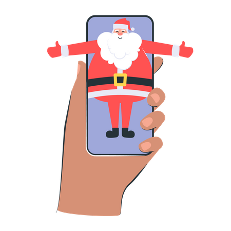 Free Papá Noel celebra la Navidad en el móvil  Ilustración