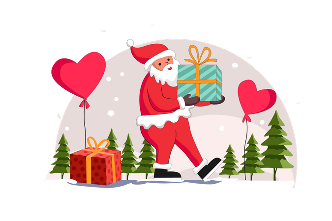 Free Papá Noel trae regalos  Ilustración