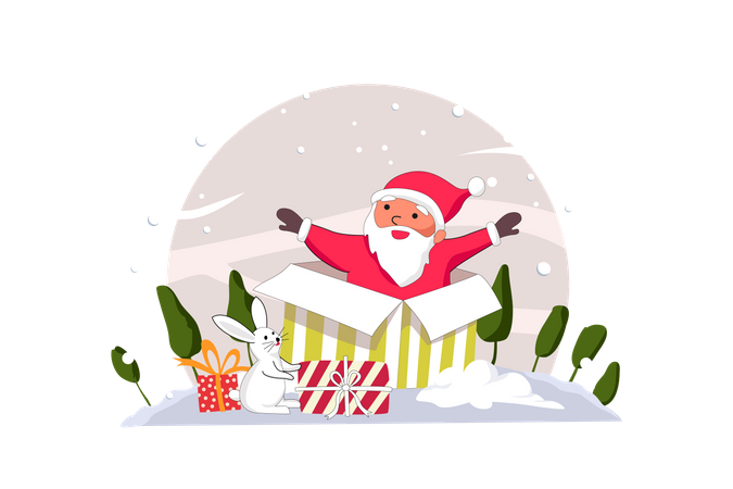 Free Papá Noel y regalo  Ilustración
