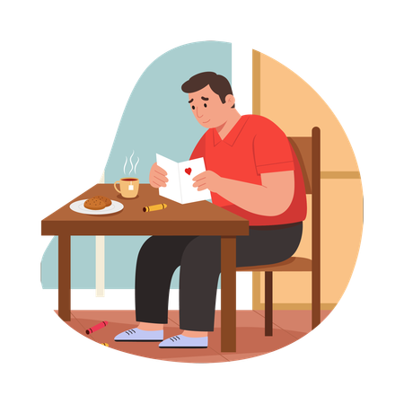 Free Carte de vœux avec un papa qui écrit  Illustration